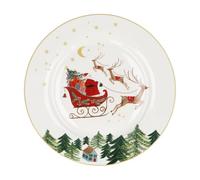 Gisela Graham Christmas Dinner Plate, Santa Sleigh Design, New Bone China, Round, 27cm