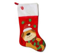 Gisela Graham Christmas Dog Appliqué Felt Stocking, Large 47 X 27 Cm, Red Multicolour Festive Decoration