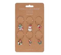 Gisela Graham Christmas Drink Charms | Festive Enamel Charms, Wine Glass Markers
