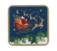 Gisela Graham Christmas Drinks Coasters, Santa Sleigh Design, Square, 10x10cm, Pack of 4