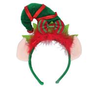 Gisela Graham Christmas Elf Ears And Hat Headband - Green And Red Fleece Novelty Accessory, Adult Size (Approx. 18.5 X 23.5 Cm)
