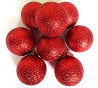 Gisela Graham Christmas Festive Glass Bauble Red Luxury SET OF 8 Tree Decorations