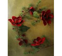 Gisela Graham christmas Garland - 180cm Red Magnolia & Spikey Fir