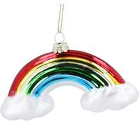 Gisela Graham Christmas - Glass Rainbow With Clouds Hanging Tree Decoration, Multicolour, 12 X 7 Cm