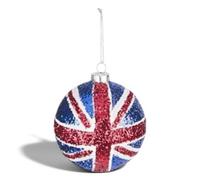 Gisela Graham Christmas Glitter Union Jack Bauble With Silver Lurex Loop, 8Cm, Multicoloured