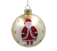 Gisela Graham Christmas Gold Alpine Santa Christmas Tree Bauble 8Cm - Gloss Gold Round Ornament