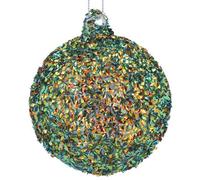 Gisela Graham Christmas Green Iridescent Round Bauble 8Cm - Decorative Tree Ornament