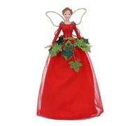 Gisela Graham Christmas Holly And Ivy Fairy Tree Topper, 18.5 X 10.5 Cm, Red And Green