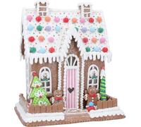 Gisela Graham Christmas Large Pastel Light-Up Gingerbread House Decoration, 24 X 19 X 28 Cm