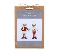Gisela Graham Christmas Make Your Own Felt Mice Decoration Craft Kit - Set Of 2, 24 Cm Finished Size