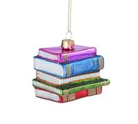 Gisela Graham Christmas Novelty Hanging Tree Decoration Stack of Glass Books