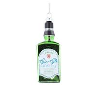 Gisela Graham Christmas Novelty Tree Decoration Green Glass Gin Bottle With Confetti