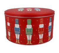 Gisela Graham Christmas Nutcracker Cake Tin - Airtight Decorative Red Tin 23 X 23 X 12 Cm