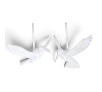Gisela Graham Christmas - Pair Of White Glitter Bird Tree Decorations, 13 X 6 Cm, Set Of 2