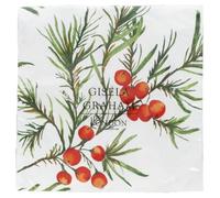 Gisela Graham Christmas Paper Napkins, Various Design, Pack of 20, 16cm (Berries)