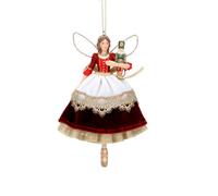 Gisela Graham Christmas Red Nutcracker Velvet Fairy Hanging Tree Decoration - 14 X 10 Cm, Velvet Fabric, Gold Effect Hanger
