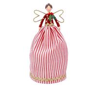 Gisela Graham Christmas Red & White Stripe Holly Fairy Tree Topper, 18 X 9 Cm, Gloss Finish