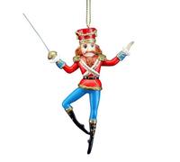 Gisela Graham Christmas Resin Nutcracker Hanging Tree Ornament - Traditional Red Nutcracker, Gloss Finish, 13 X 10 Cm