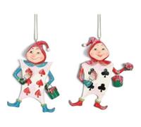 Gisela Graham Christmas Set Of 2 Playing Card Men Hanging Tree Decorations, Alice In Wonderland Themed, 10 X 7 Cm Each