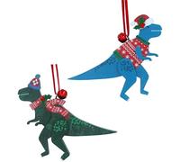 Gisela Graham Christmas T-Rex Hanging Decorations, Set of 2, Blue and Green Dinosaurs
