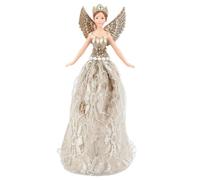 Gisela Graham Christmas Tree Decoration Lux Gold Lace Tree Top Fairy Small