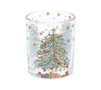 Gisela Graham Christmas Tree Glass Tea Light Holder, Clear, 6cm Diameter, Small