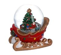 Gisela Graham Christmas Tree Musical Snow Globe with Santa Sleigh, Festive Tabletop Decor, Large