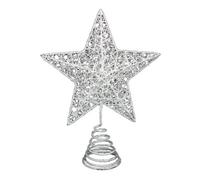 Gisela Graham Christmas White Glitter Star Tree Topper - 18 X 5.5 Cm, Wire-Bound Decorative Star