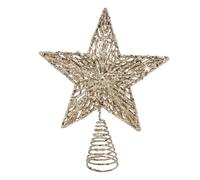 Gisela Graham Christmas White Gold Colour Glitter Tree Top Star Topper 23cm