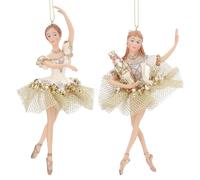 Gisela Graham Clara and Sugerplum Fairy Christmas Tree Decorations, Set of 2