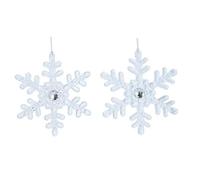 Gisela Graham Clear Acrylic Snowflake Hanging Decoration with Diamante Centre (Set of 2)