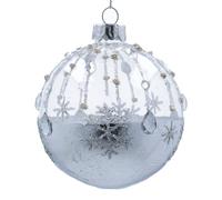 Gisela Graham Clear Glass and Silver Jewelled Christmas Bauble