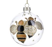 Gisela Graham Clear Glass Ball w Black/Gold Bumble Bee