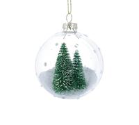 Gisela Graham Clear Glass Bauble with Bristle Trees