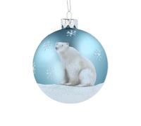 Gisela Graham Clear Glass Bauble with Etched and Glitter Stripe Bauble