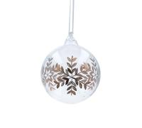 Gisela Graham Clear Glass Bauble with Gold Etched Snowflake