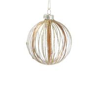 Gisela Graham Clear Glass Bauble with Gold Sparkling Stripes