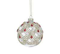 Gisela Graham Clear Glass Bauble with Gold Swags & Red Diamante