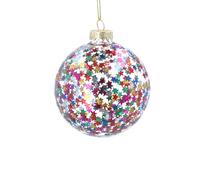 Gisela Graham Clear Glass Bauble with Multi Star Confetti