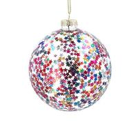 Gisela Graham Clear Glass Bauble with Star Confetti - 10cm