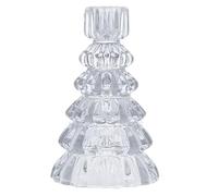 Gisela Graham Clear Glass Christmas Tree Shaped Candle Holder