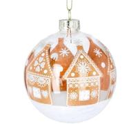 Gisela Graham Clear Glass Decoration - 8cm Snowy Gingerbread House