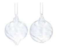 Gisela Graham Clear Glass Spiral Baubles, Set of 2