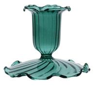 Gisela Graham Clear Turquoise Glass Short Candle Holder