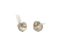 Gisela Graham Clip on Christmas Decoration 12cm - Pale Gold/Silver Glitter Bird