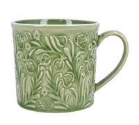Country Flowers Green Stoneware Mini Mug Gisela Graham