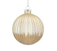 Gisela Graham Cream and Gold Ribbed Bauble