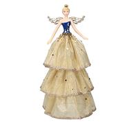 Gisela Graham Cream Blue & Gold Resin and Fabric 28 cm Tree Top Angel