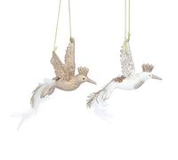 Gisela Graham Cream & Gold Feather Hummingbird