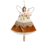 Gisela Graham Cream & Gold Resin & Velvet 14cm Nutcracker Fairy Hanging Tree Decoration